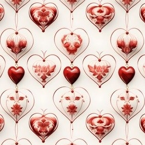 Red Hearts on Ivory - small