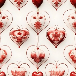 Red Hearts on Ivory - medium