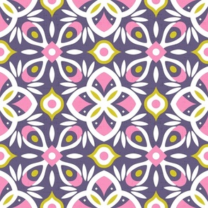 Moroccan Tile 3-Pink Purple Green 