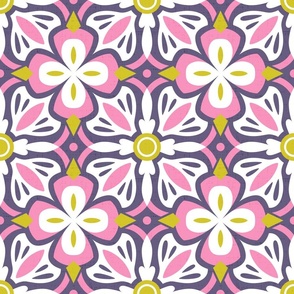 Moroccan Tile 2-Pink Purple Green 