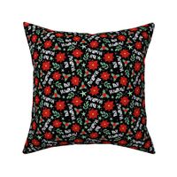 Small-Medium Scale Bah Humbug! Sarcastic Christmas Floral in Black