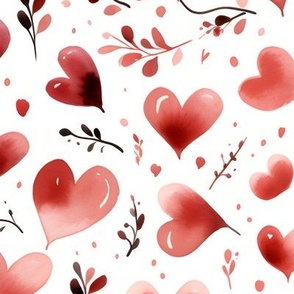 Red Hearts on White - large