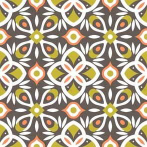 Moroccan Tile 3- Orange Green 