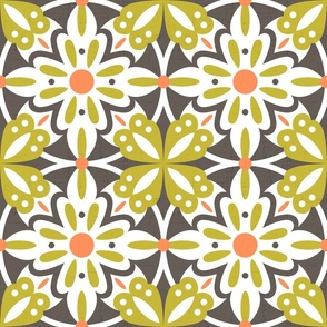 Moroccan Tile 1-Orange Green 