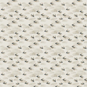 retro swallows beige clouds / ditsy