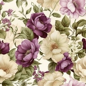 French Rose Garden #3 in Ivory, Lilac, and Blush