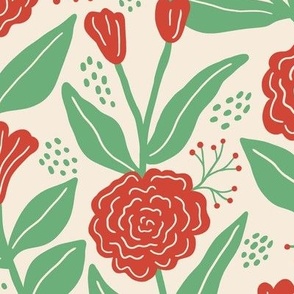 Rose garden in red and green - Medium scale