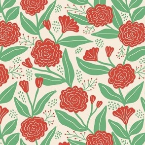 Rose garden in red and green - Small scale