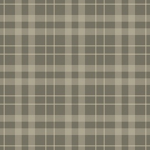 large - Plaid check tartan crossing rows of pin stripes in warm gray and beige