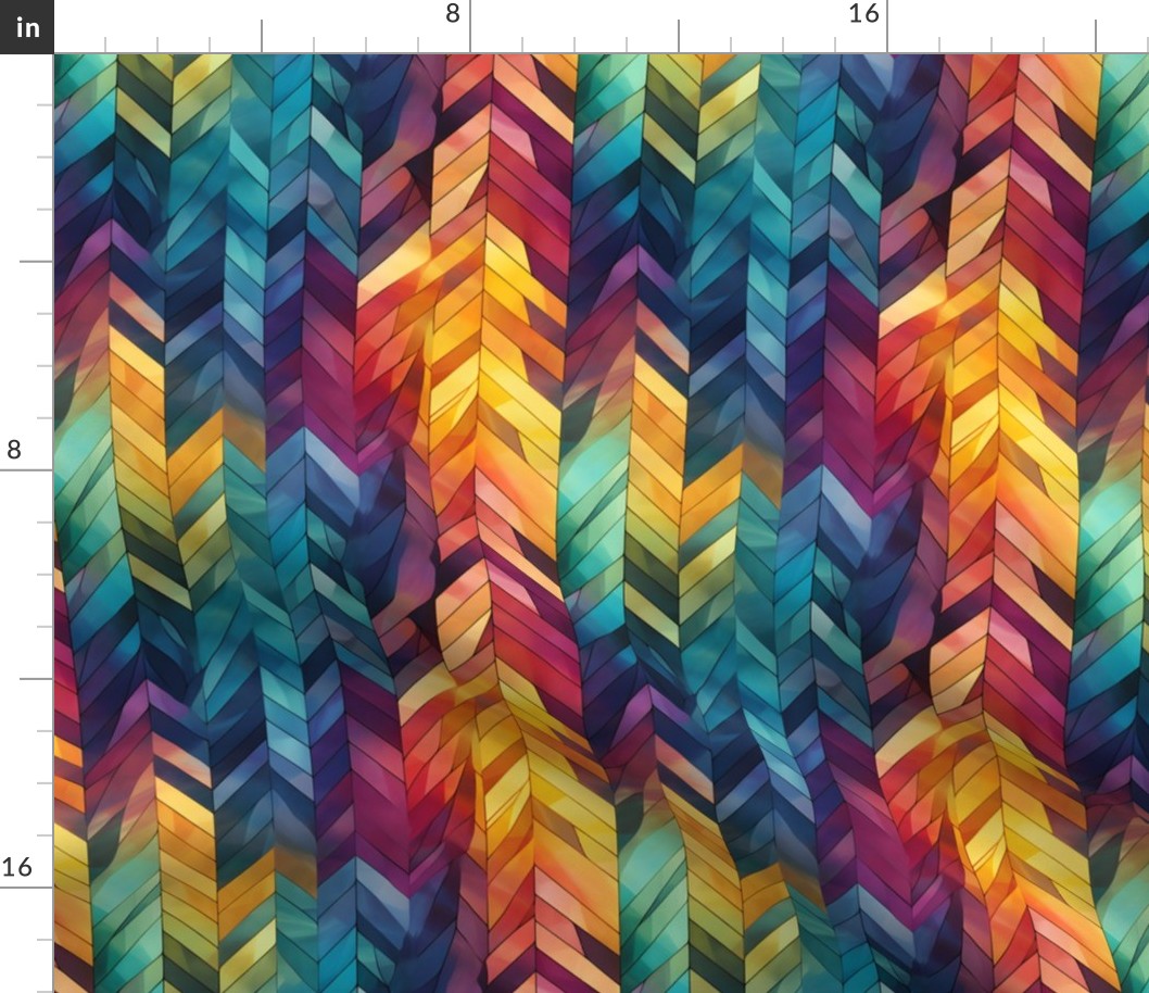 Rainbow Watercolor Abstract Herringbone - medium