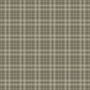 medium - Plaid check tartan crossing rows of pin stripes in warm gray and beige