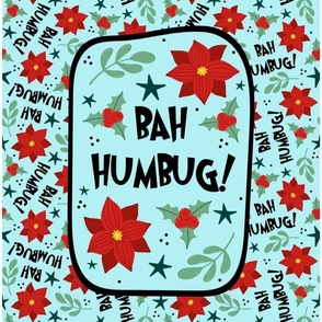 14x18 Panel Bah Humbug Christmas in Blue for DIY Garden Flag Small Wall Hanging or Tea Towel