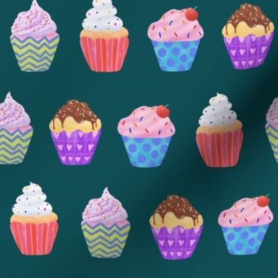 Colorful cupcake-green