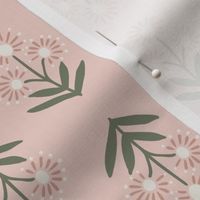 Sadie Block Print Floral - Blush Pink Ivory Sage - Small Scale