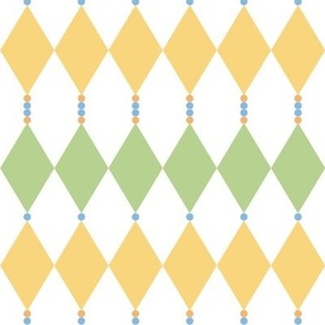Geometric yellow green diamonds on white_4inch