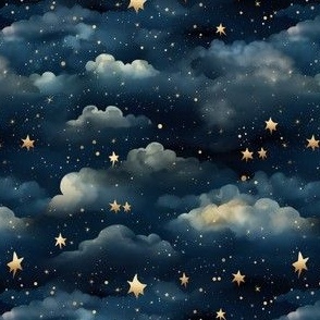 Blue Clouds & Stars - small