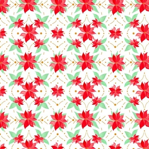 Watercolor Poinsetta with gold geometric accents holiday elegant décor wallpaper Christmas 