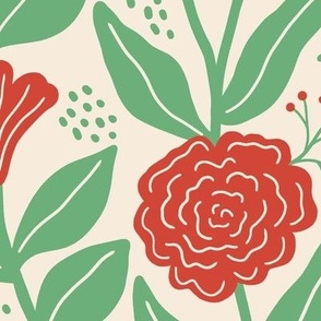 Rose garden in red and green - Large scale