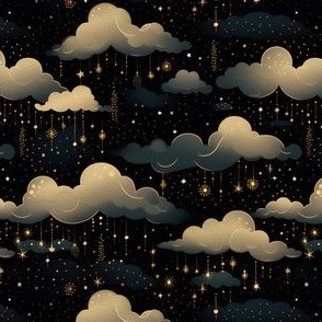 Black, Ivory Clouds & Stars - small