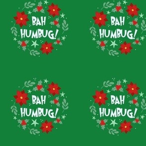 3" Circle Panel Bah Humbug! Christmas in Green for Embroidery Hoop Projects Quilt Squares Iron on Patches Small Crafts