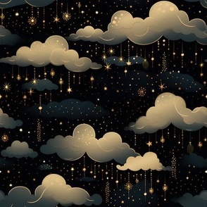 Beige Clouds & Stars - medium