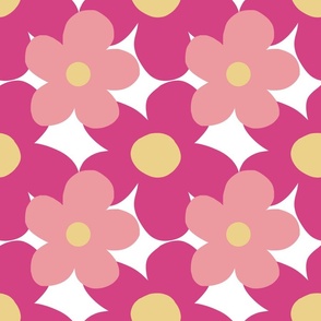 medium pink and yellow lattice daisies