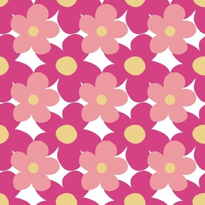 small pink and yellow lattice daisies