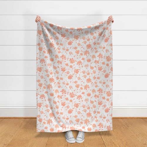 (L) Delicate Peony Flowers in Peach Fuzz | Pantone Color of the Year 2024 | Large Scale