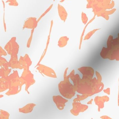 (L) Delicate Peony Flowers in Peach Fuzz | Pantone Color of the Year 2024 | Large Scale