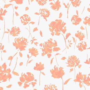 (L) Delicate Peony Flowers in Peach Fuzz | Pantone Color of the Year 2024 | Large Scale