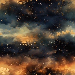 Black, Bronze Clouds & Stars - medium
