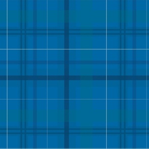 large - Plaid check tartan middle calm blue with white pin stripe