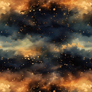 Black, Bronze Clouds & Stars - large