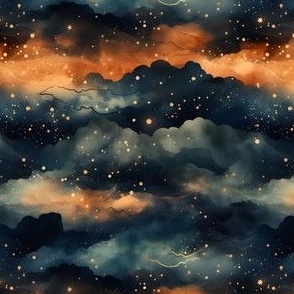 Blue, Bronze Clouds & Stars - small