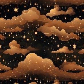 Black, Brown Clouds & Stars - small