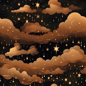 Black, Brown Clouds & Stars - medium