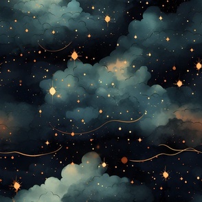 Black, Blue Clouds & Stars - small