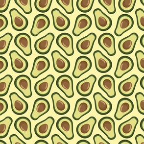 Avocados on Light Yellow Background