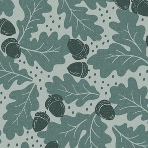 Ditsy Oak Leaves and Acorns - Lake Life Collection (Light Lake Green) (Large)