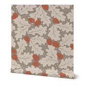 Ditsy Oak Leaves and Acorns - Lake Life Collection (Taupe and Rust) (Large)