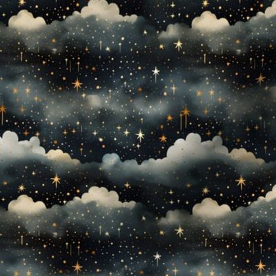 Black, Gray Clouds & Stars - small
