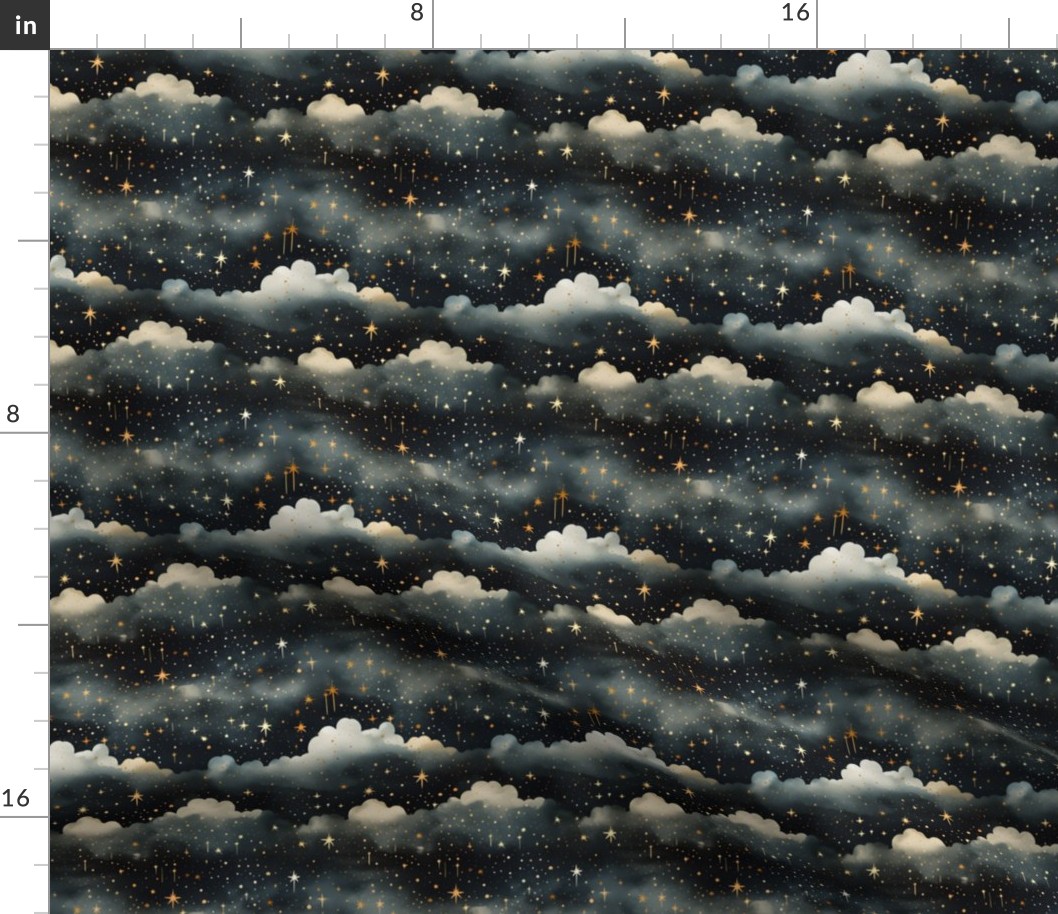 Black, Gray Clouds & Stars - small