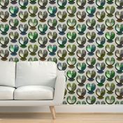 Large scale • Birds in love - valentines - green
