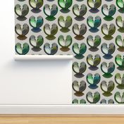 Large scale • Birds in love - valentines - green