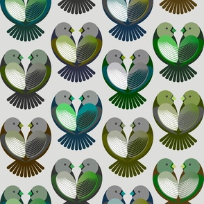 Large scale • Birds in love - valentines - green