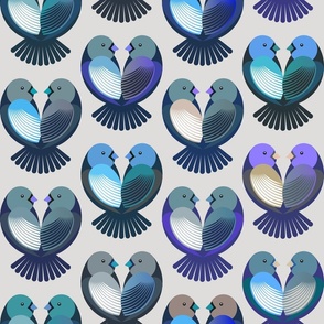 Large scale • Birds in love - valentines - blue