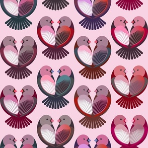 Large scale • Birds in love - valentines - pink 2