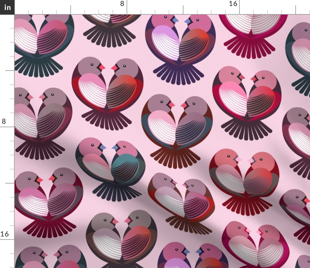 Large scale • Birds in love - valentines - pink 2