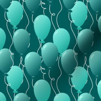 Festive Two-Toned Teal Balloons Floating Against a Dark Teal Background