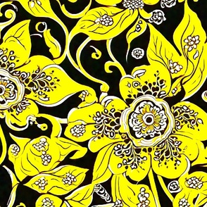 Asiatic yellow flowers black background
